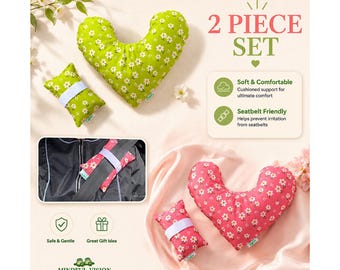 Mastectomy Pillow Gift Set: Heart Comfort & Seatbelt Cushion - Post Surgery Relief