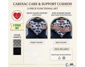 Heart Surgery Recovery Hug Pillow with Pockets & Gel Pack: Post-Op Comfort