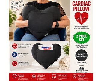 XL Heart Surgery Recovery Hug Pillow with Pockets & Gel Pack: Post-Op Comfort