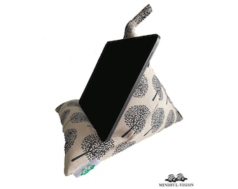 Mulberry Tree Beige - iPad Tablet Phone Bean Bag Cushion Pillow Stand Holder Universal iPad Kindle e-Reader - Handmade - 100% Cotton Canvas