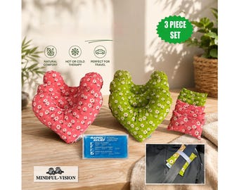 Mastectomy Comfort Pillow Gift Set: Heart & Seatbelt Cushions with Hot/Cold Pack