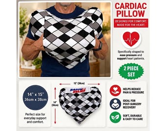 XL Heart Surgery Recovery Hug Pillow with Pockets & Hot/Cold Pack