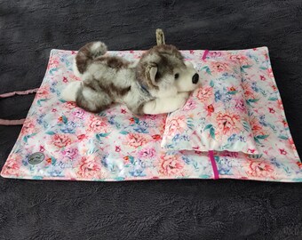 Blumenmatte – Doppeldecke mit Kissen für Hund. Weiches Mattenbett für Katzen. Veloursbett mit Kissen für Haustiere.