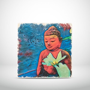 Marble tile Buddha Pop Art