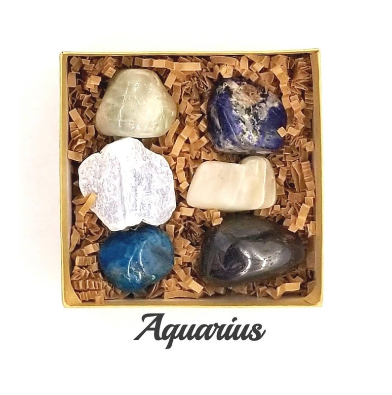 AQUARIUS Large Zodiac Crystals Birthstone Set Large & Rare Etsy