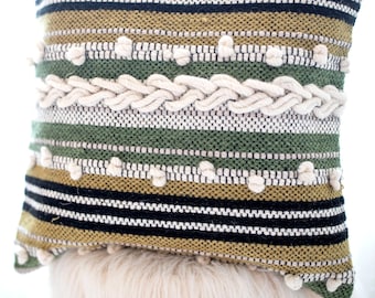 green boho pillow