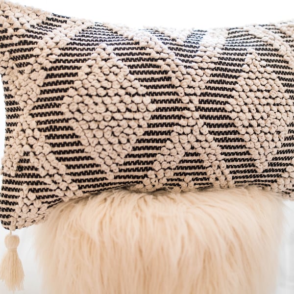 Black Lumbar Pillow Etsy