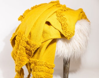 Mustard Yellow Cotton Throw Blanket: Bohemian Woven Tassel Blanket (50x60 inches)