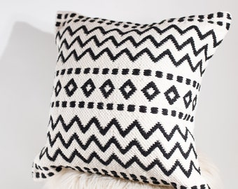 Decorative geometric pillow cover 20 x 20 inches, Textured Hand Woven Geometric Pillow  Cover 20 x 20 inches
