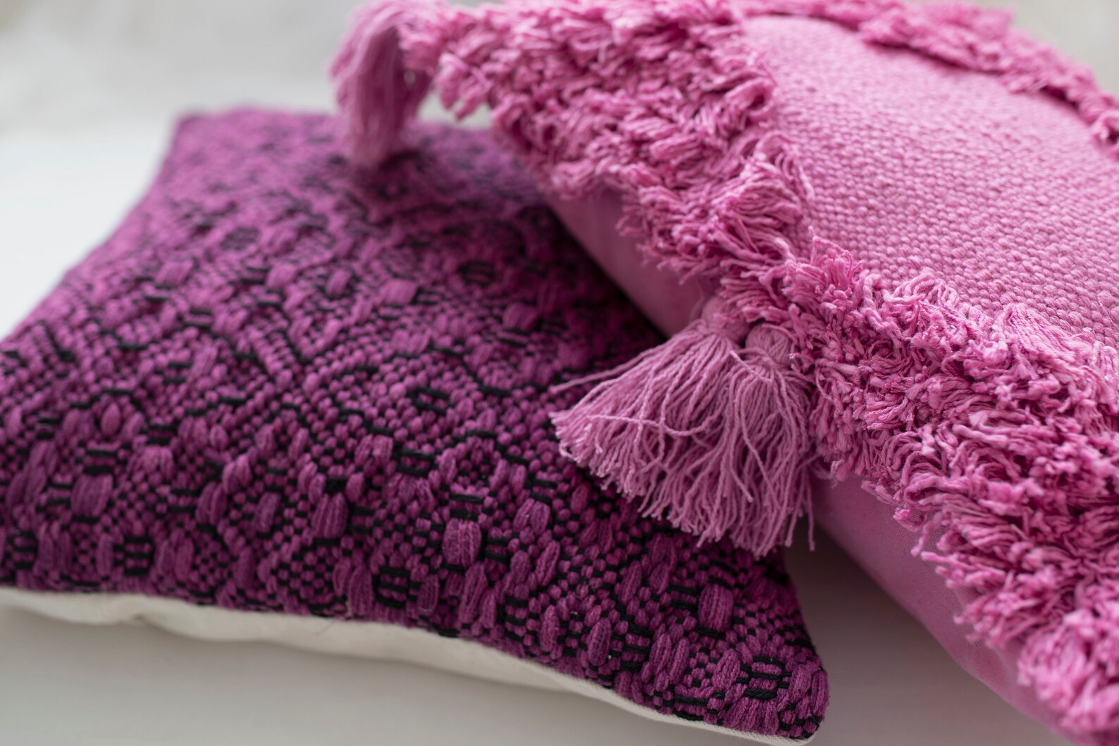 Deep Purple Pink Woven Textured Pillow Cover 20 X 20 Inch Etsy