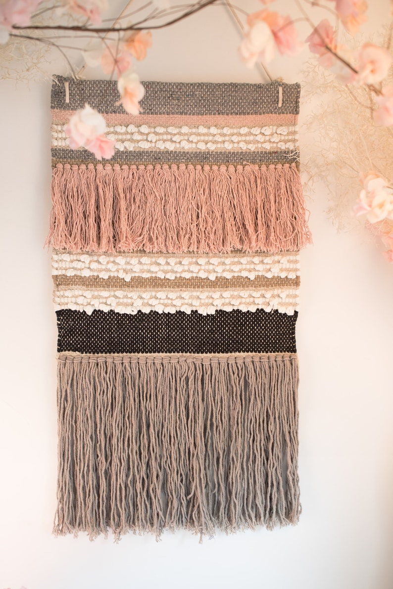 Woven Wall Hanging Textured Wall Art Tassel Banner Boho Chic Etsy