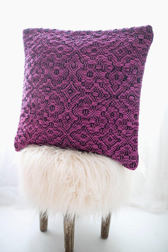 Deep Purple Pink Woven Textured Pillow Cover 20 X 20 Inch Decorative Woven Throw Pillow Cover 20 X 20 Inch Deep Purple Pillow Cover Etsy
