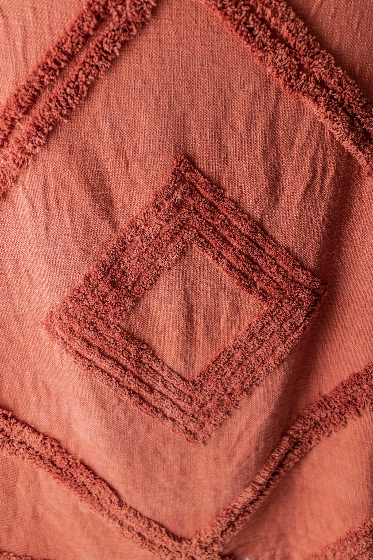 Rust Burnt Orange Cotton Woven Throw Blanket With Tassels Bohemian