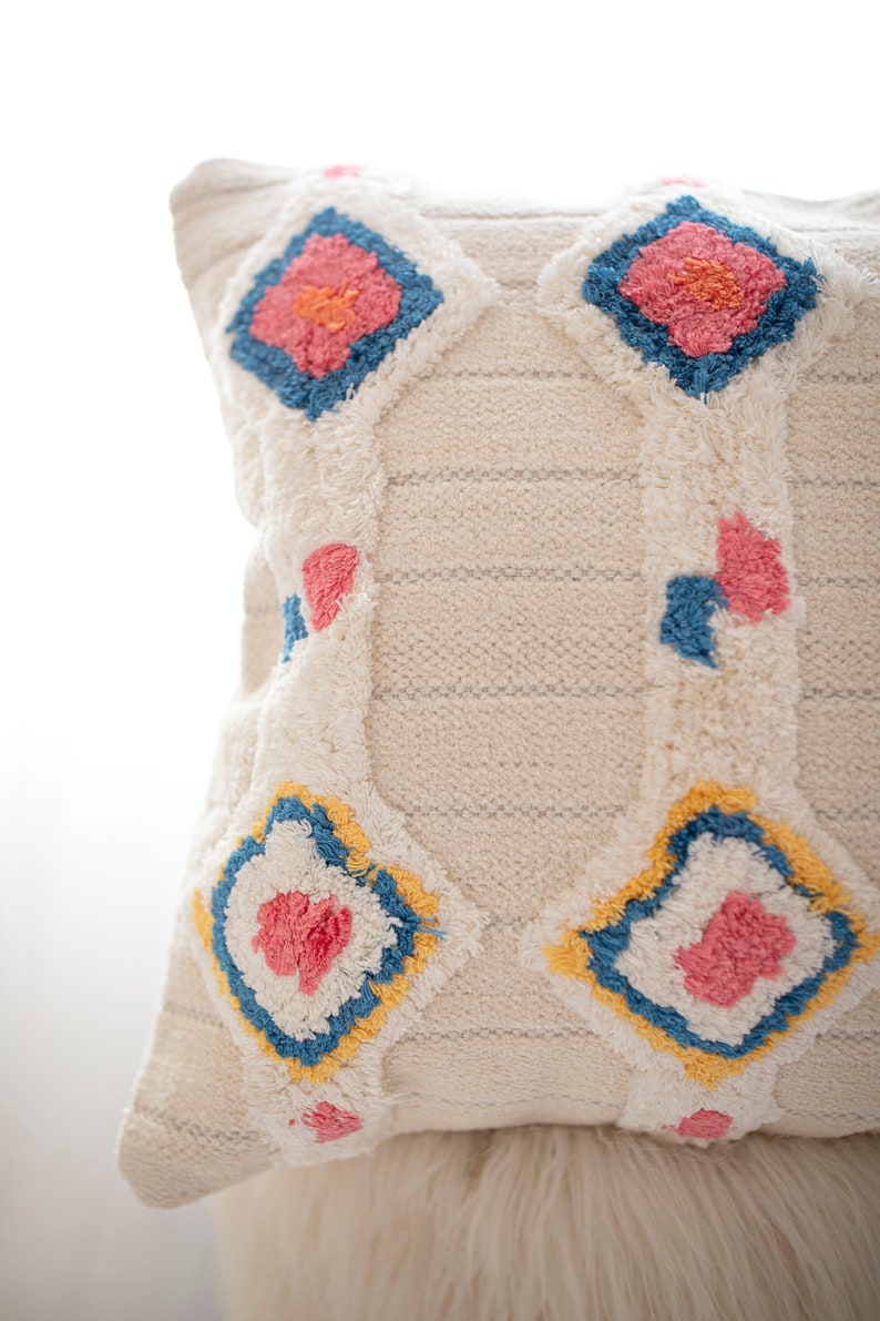 Textured Woven Tufted Pillow Cover 18 X 18 Inch Etsy