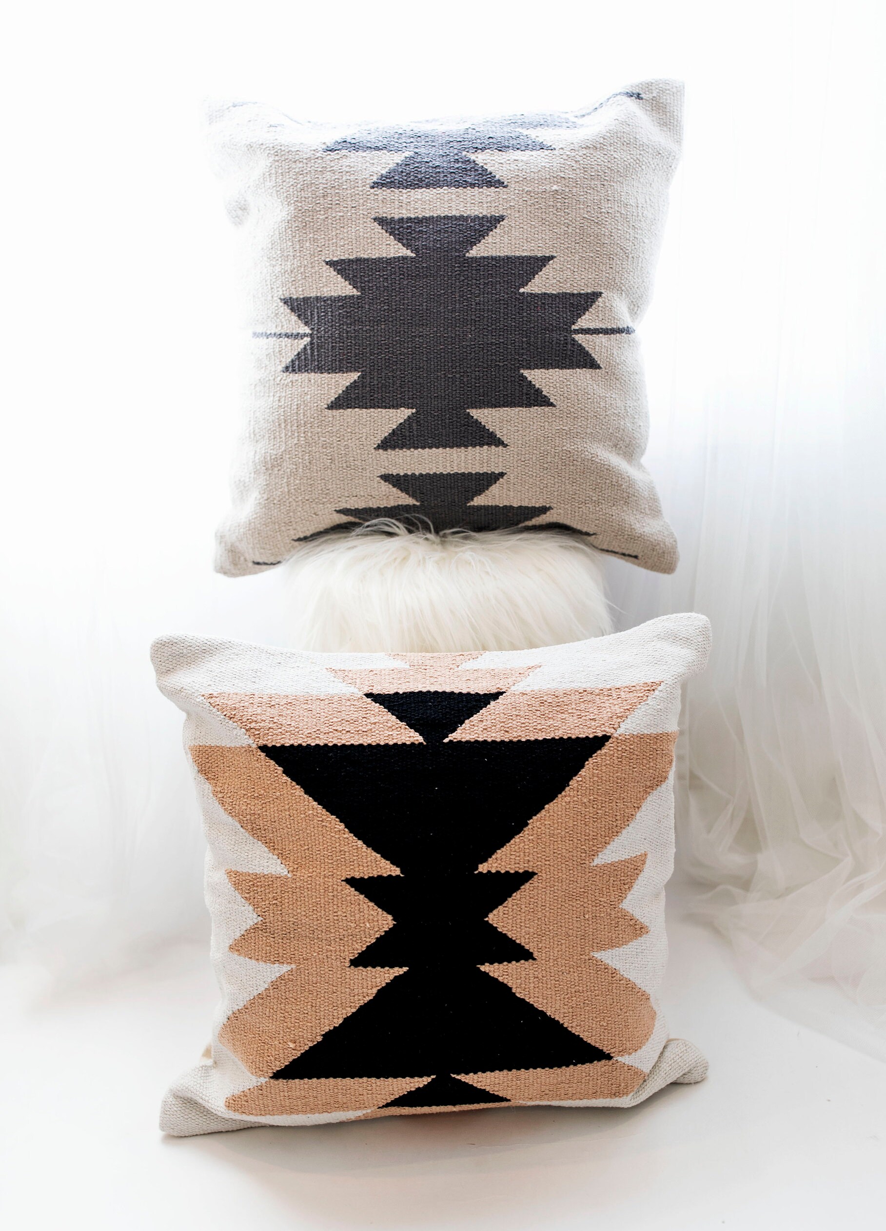 Gray Aztec Southwestern Kilim Throw Pillow Cover 20 x 20 inch Etsy