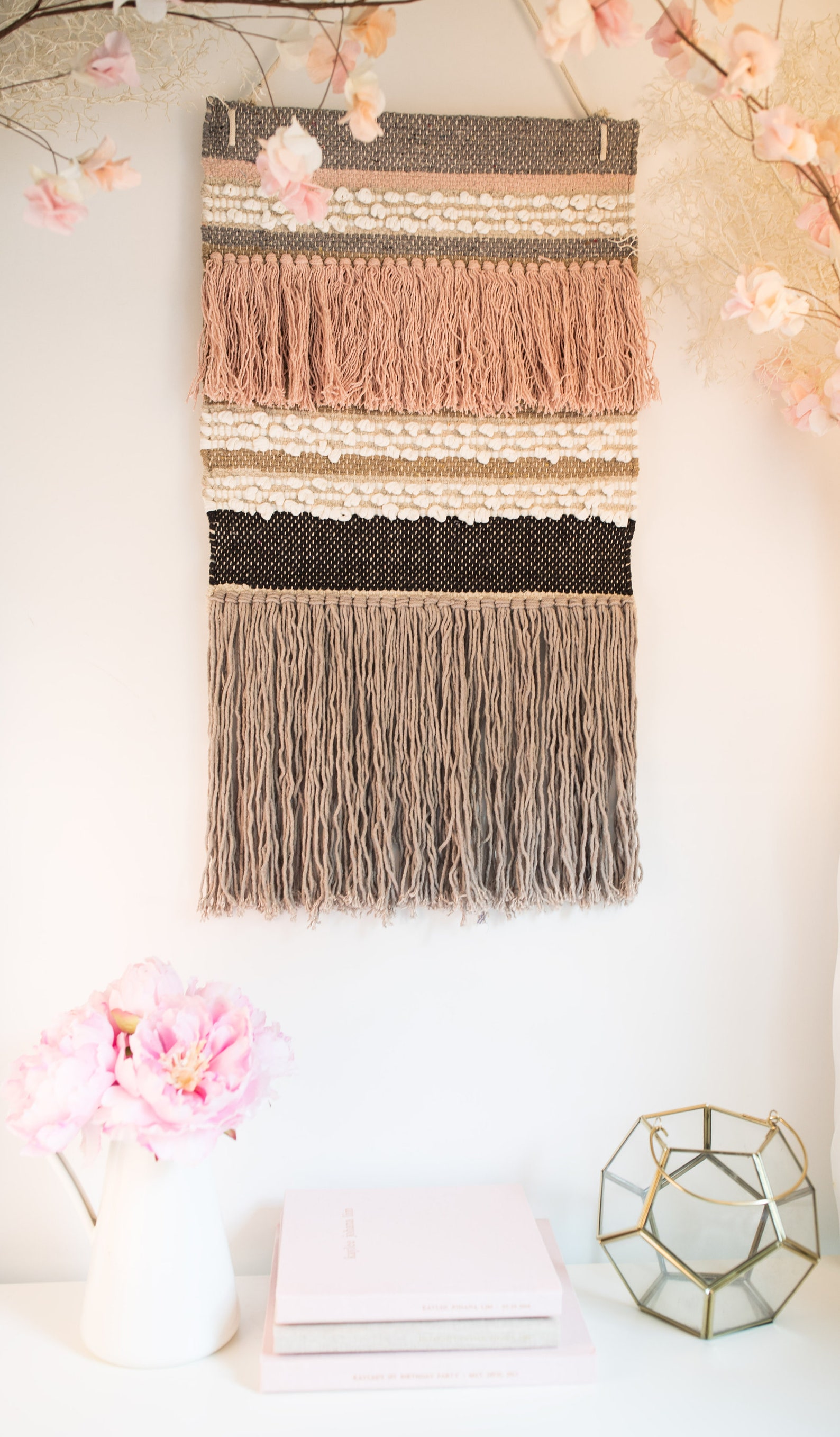 Woven Wall Hanging Textured Wall Art Tassel Banner Boho Chic Etsy