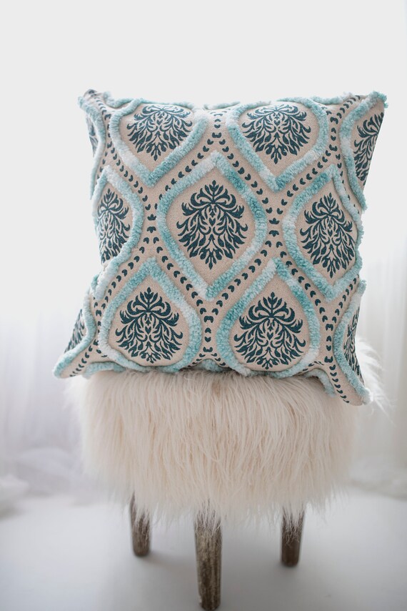 Coastal Aqua Green Printed and Tufted Pillow Cover 19 X19 Inch Coastal Cotton Printed Pillow Cover 19 X 19 Inch Throw Pillow Cover Etsy UK