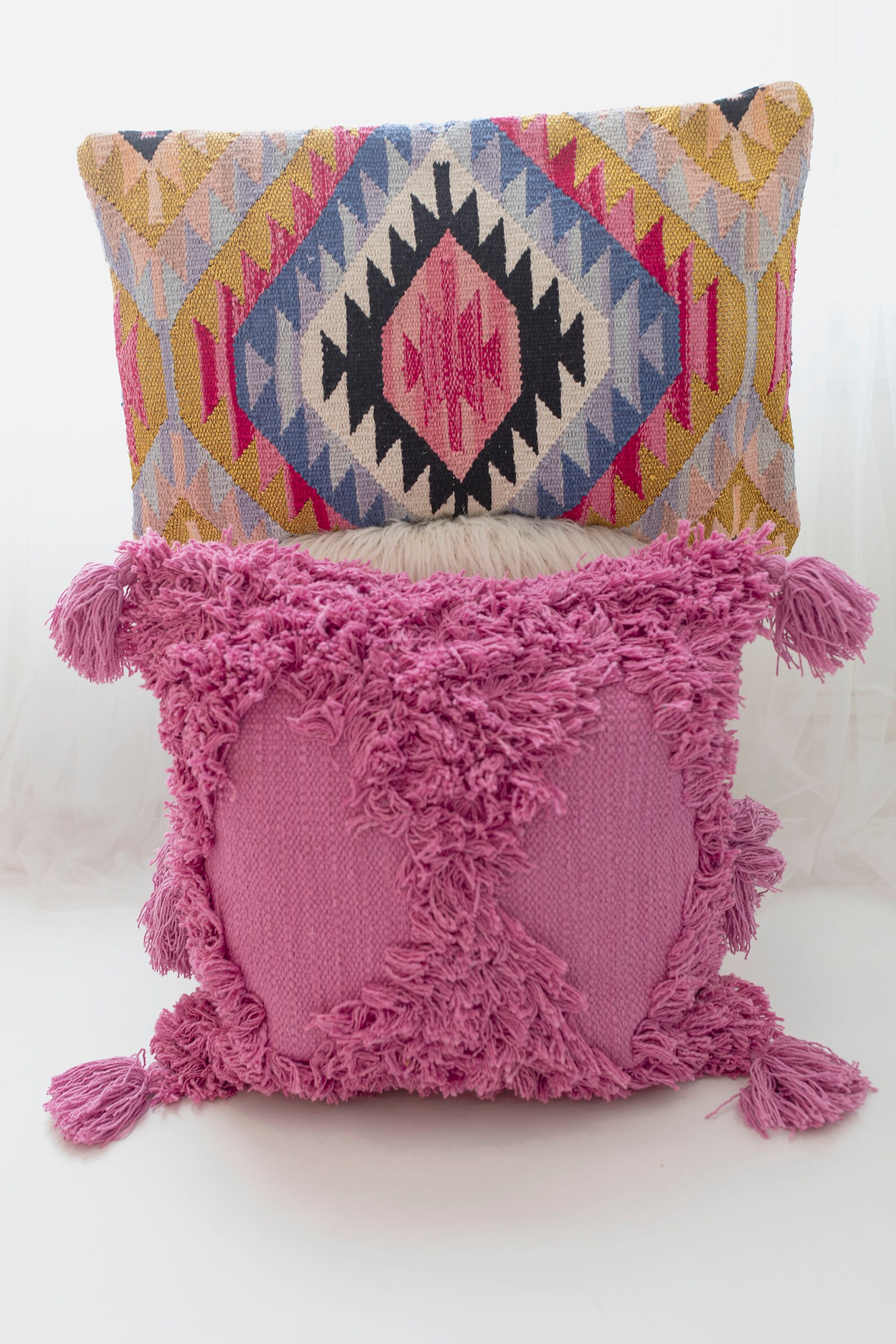Multicolor Boho Kilim Lumbar Throw Pillow Cover Multicolor Etsy