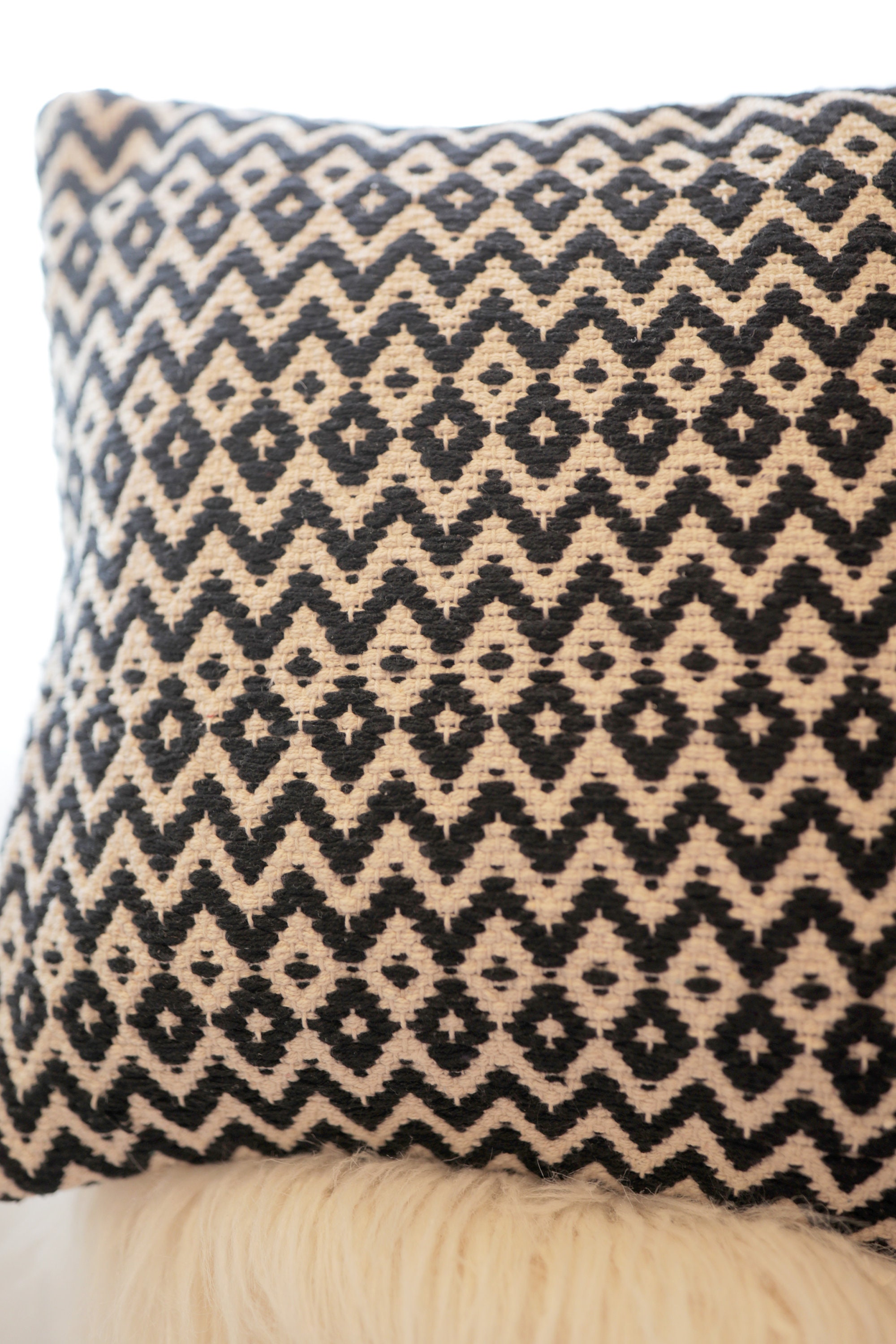 Geometric Pillow Cover Black and Beige Textured Pillow Etsy