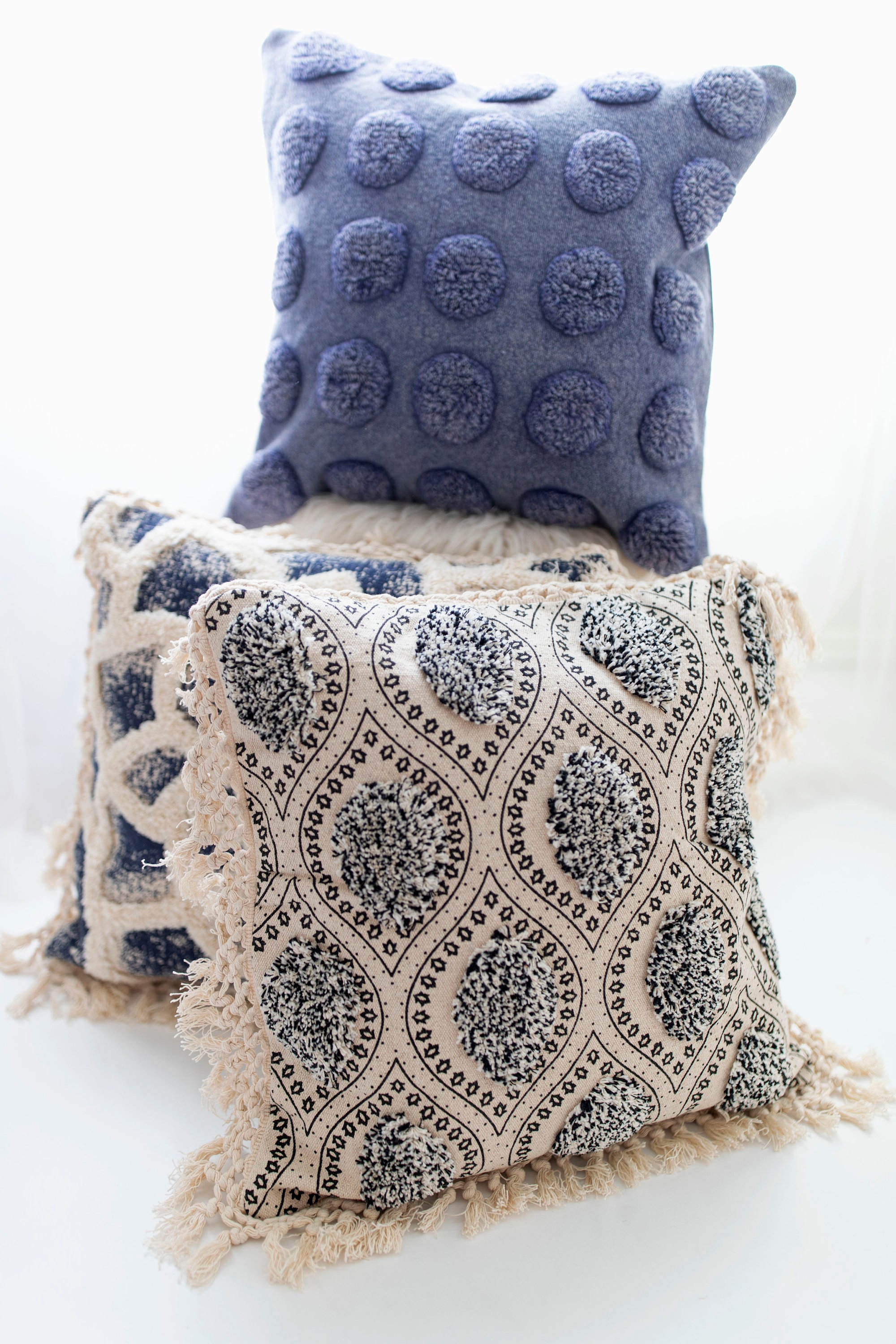 Black and Beige Printed Tufted Pillow Cover 20 x 20 inches Etsy