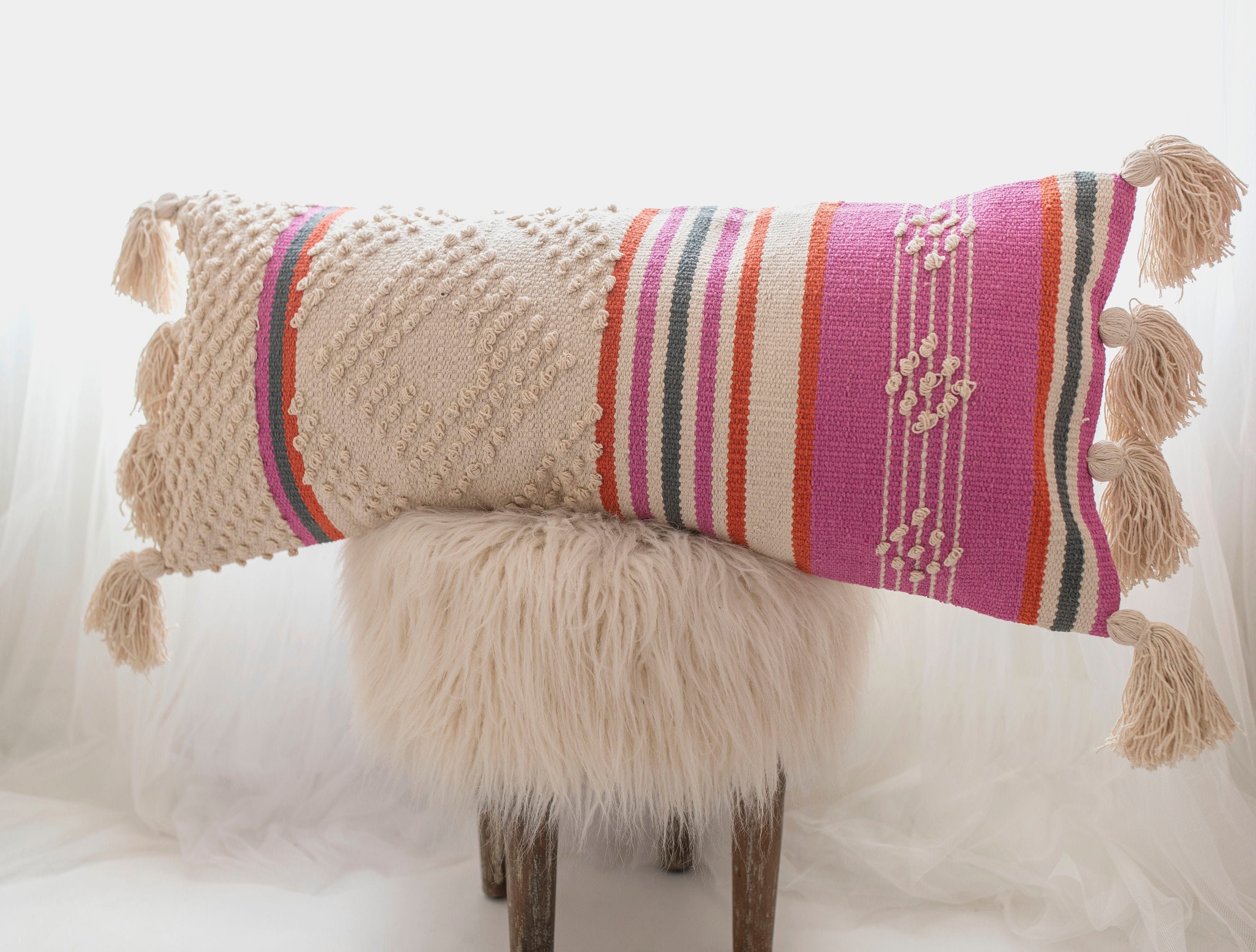 Pale pink lumbar pillow sale