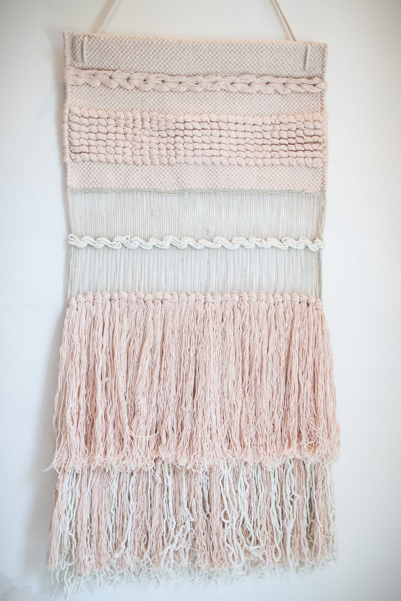 Woven Wall Hanging Textured Wall Art Tassel Banner Boho Chic Etsy
