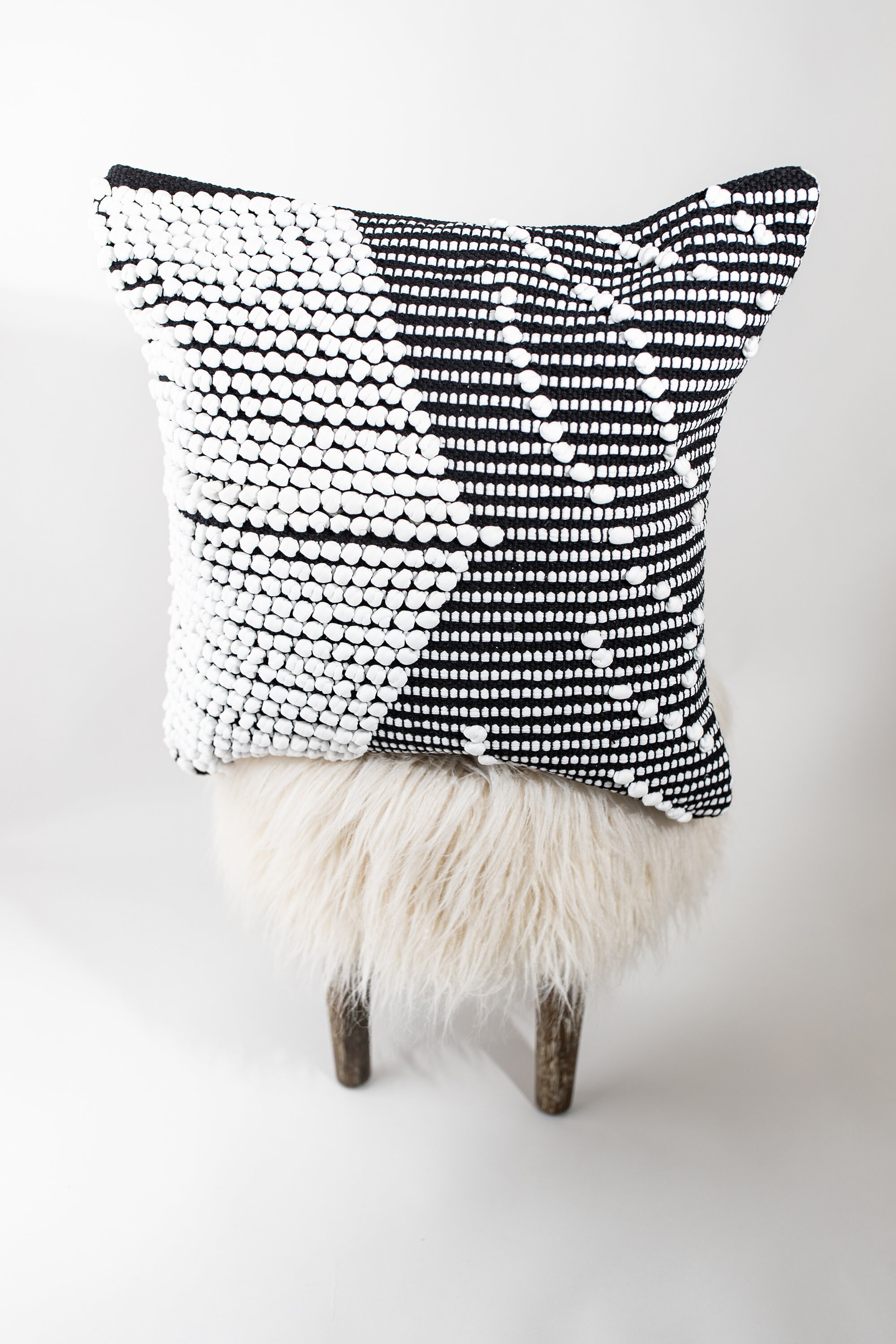 Black and White Decorative Pillow Cover Tufted Handwoven Etsy