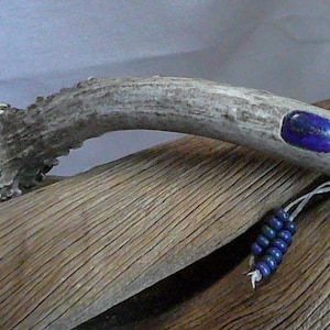 Lapis Lazuli and Natural Crystal Antler Wand