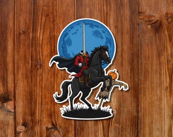 Sleepy Hollow Headless Horseman Sticker | Gothic Halloween Vinyl Decal Gift | Kiss Cut Waterproof Sticker