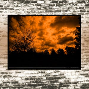 Dark Landscape Poster, Orange Sky Goth Wall Art, Dark And Moody, Gothic Wall Art, Gift For Men, Dark Art Print, Goth Girl Gift For Women