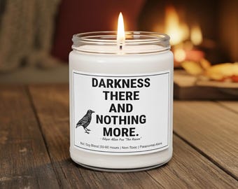 Edgar Allan Poe Quote Candle | Darkness There And Nothing More | Gothic Raven Literary Gift