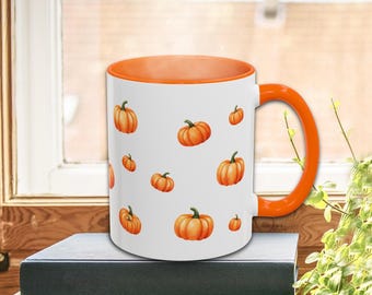 Halloween Pumpkin Mug | Cute Fall Pumpkin Pattern | Accent Mug Gift | 11oz / 15oz Ceramic
