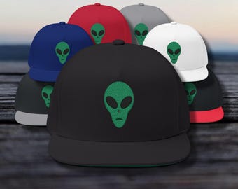 Embroidered Alien Hat | Green Alien Head Design | UFO, Sci Fi, Space Lover Gift