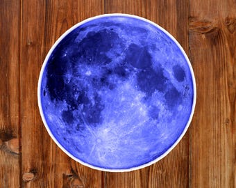Blue Moon Sticker, Laptop Decal For Tumbler, Waterproof Vinyl, Moon Decal, Gift For Men, Gift For Women, Halloween Gothic Decor
