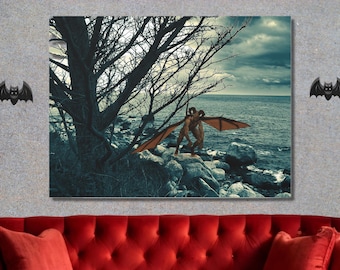Spooky Monster Canvas Wall Art | Unique Creepy Wall Decor | Monster Goth Gift for Horror Lovers