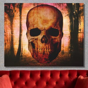 Creepy Human Skull Canvas Art | Unique Horror Wall Art | Distinctive Skull Art | Perfect Horror Gift for Collectors