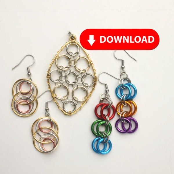 Chain Maille Earrings & Pendants Templates  // YouTube Tutorial PDF Pattern