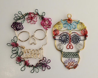 Sugar Skull Pendant Wire Art  Printable Patterns for Jewelry Making