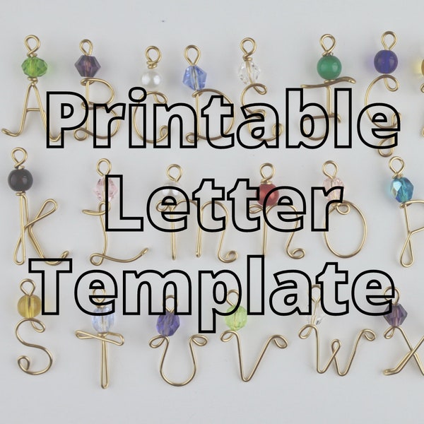 Printable Template for A-Z Wire Initial Letter Pendant // YouTube Tutorial PDF Pattern