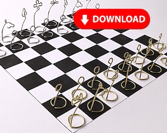 Druckbare Paperclip Chess Set Vorlage