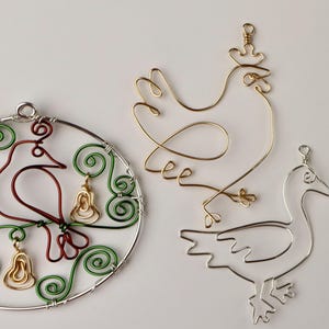 Printable Hen, Goose & Patridge Pendant Templates Wire Jewelry Pattern