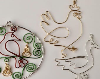 Printable Hen, Goose & Patridge Pendant Templates Wire Jewelry Pattern