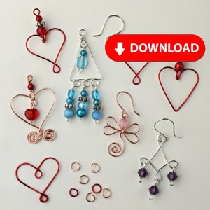 Printable Wire Jig Templates Dragonfly, Heart & Chandelier Earrings