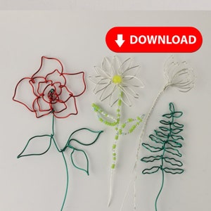 Wire Rose Daisy Flower Templates  // YouTube Tutorial PDF Pattern