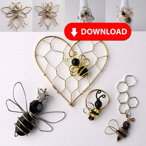 Printable Wire Bee Jewelry Template // Youtube Tutorial PDF