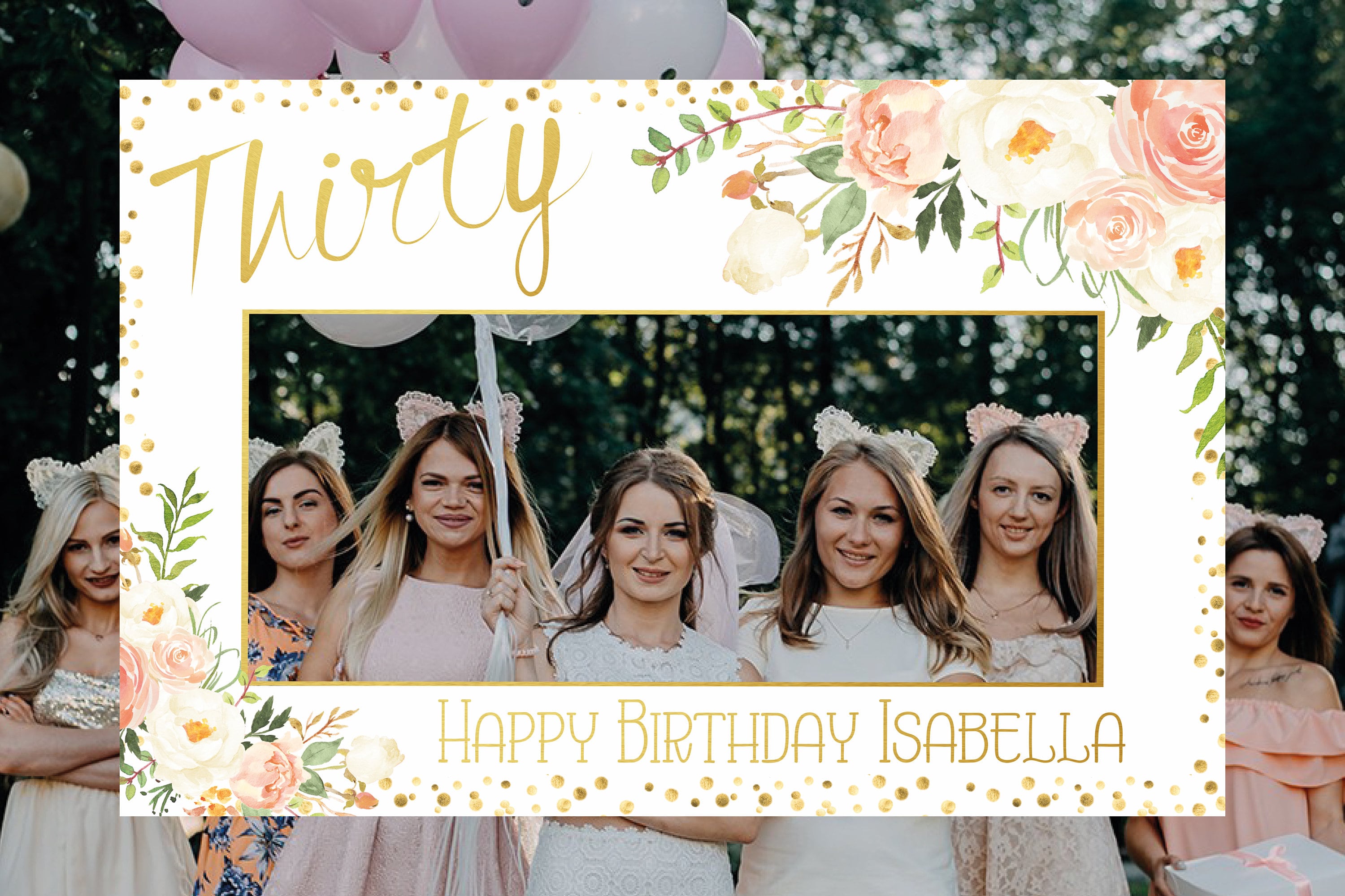 Birthday Photo Booth Frame Photo Booth Frame Floral Photo Etsy UK