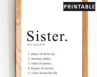 printable - "Sister" - kids room decor - sister print