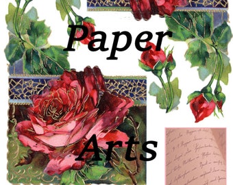 Vintage Roses Postcard Remake, Junk Journal Ephemera (Digital Download)