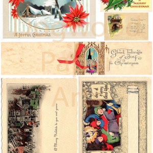 Kerstpostkaart ~ sommige op maat, sommige verkleind vintage digitale download