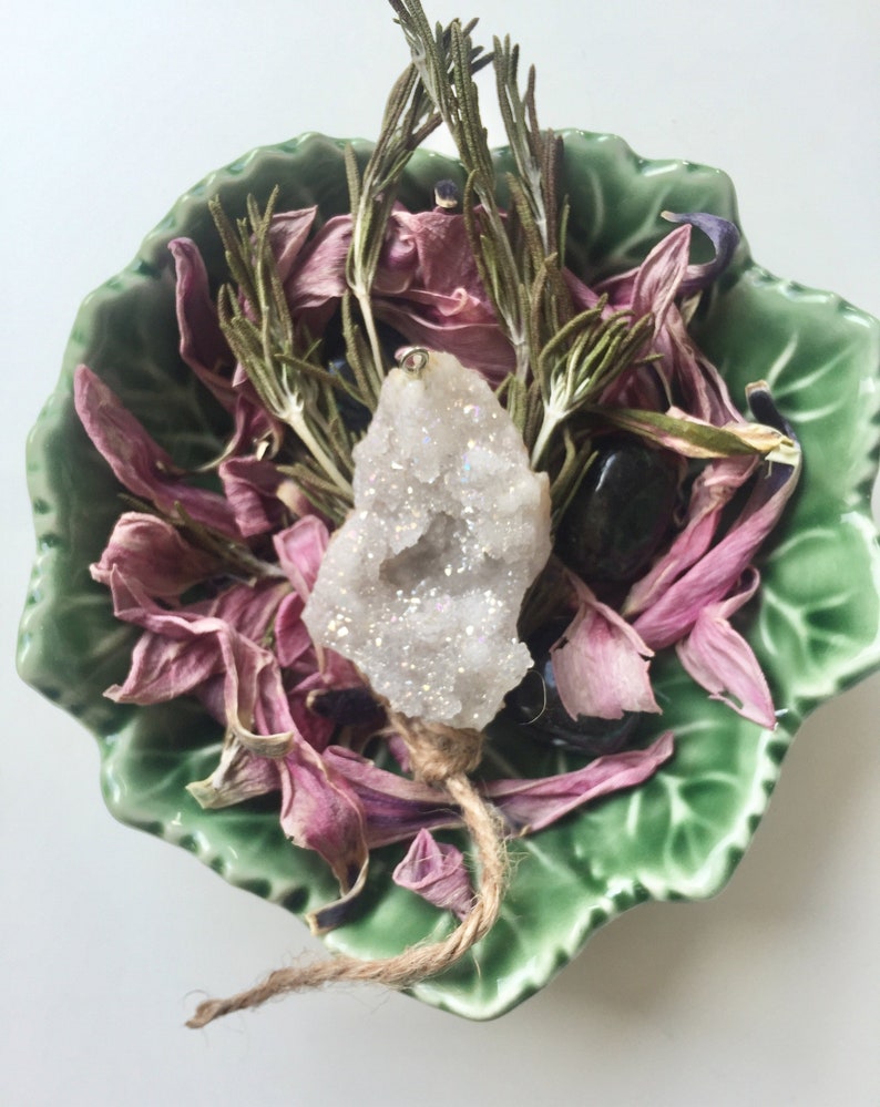 Angel Aura Pendant Opal Druzy Crystal Cluster